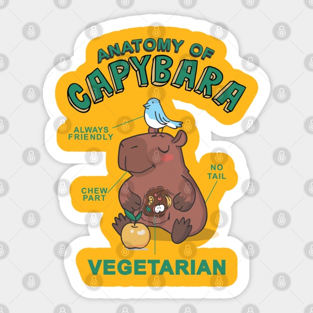 Friendly Capybara Vegetarian Sticker by dnacreativedesign